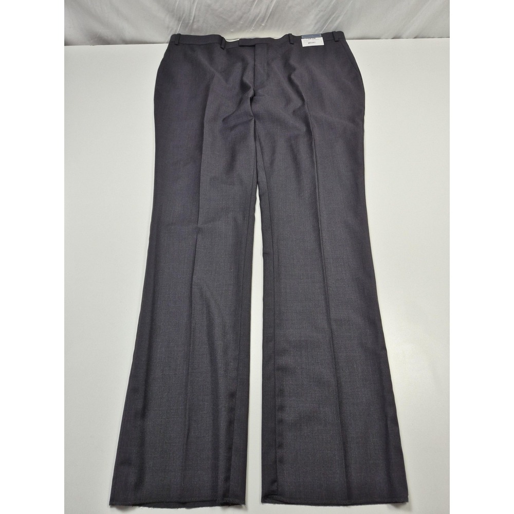 Pronto Moda Dress Pants Mens 44x36 Gray Wool Super 140s Flat Front Slim NWT